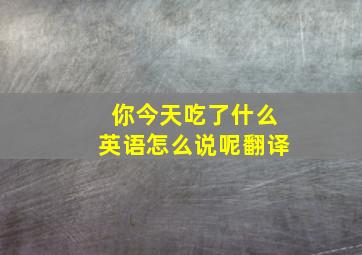 你今天吃了什么英语怎么说呢翻译