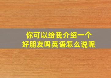 你可以给我介绍一个好朋友吗英语怎么说呢