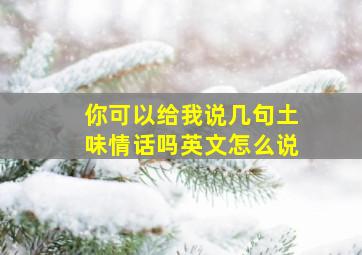 你可以给我说几句土味情话吗英文怎么说