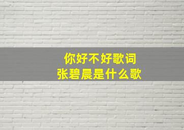 你好不好歌词张碧晨是什么歌