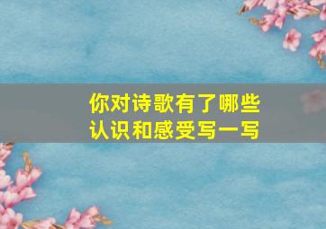 你对诗歌有了哪些认识和感受写一写