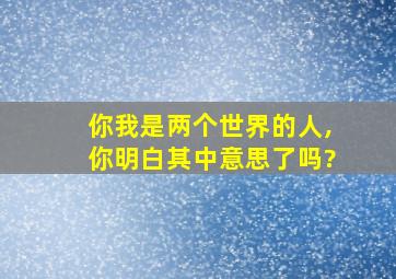 你我是两个世界的人,你明白其中意思了吗?