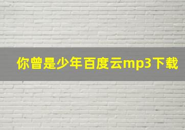 你曾是少年百度云mp3下载