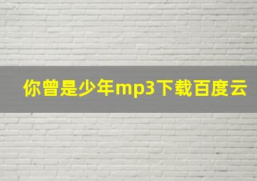 你曾是少年mp3下载百度云