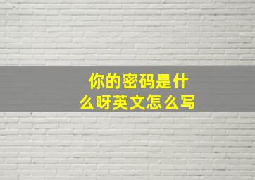 你的密码是什么呀英文怎么写