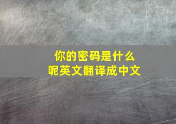 你的密码是什么呢英文翻译成中文