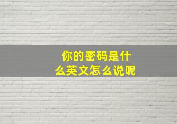 你的密码是什么英文怎么说呢