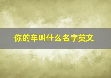 你的车叫什么名字英文