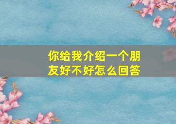 你给我介绍一个朋友好不好怎么回答