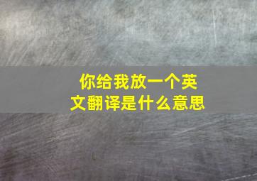 你给我放一个英文翻译是什么意思