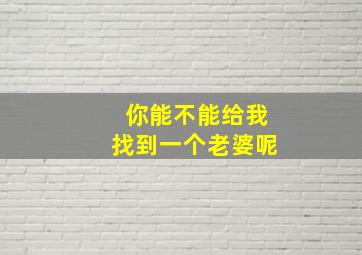 你能不能给我找到一个老婆呢