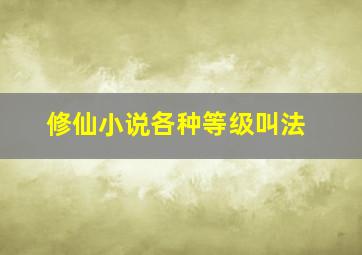 修仙小说各种等级叫法