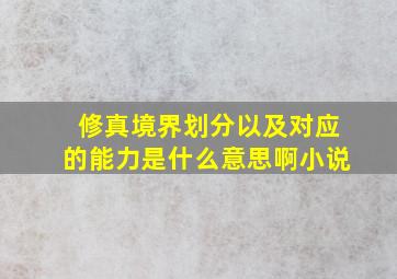 修真境界划分以及对应的能力是什么意思啊小说