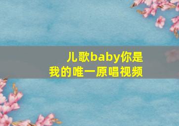 儿歌baby你是我的唯一原唱视频