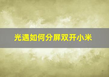 光遇如何分屏双开小米