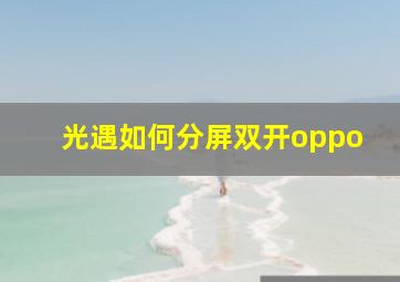 光遇如何分屏双开oppo