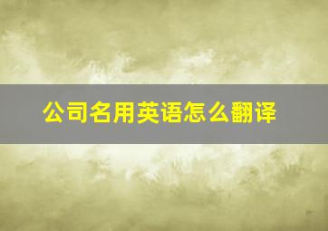 公司名用英语怎么翻译