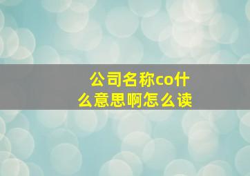 公司名称co什么意思啊怎么读