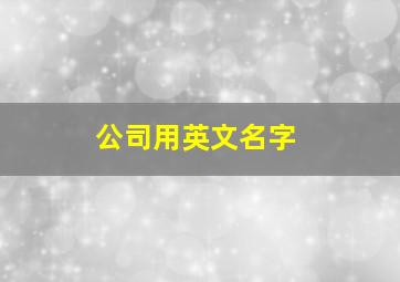 公司用英文名字