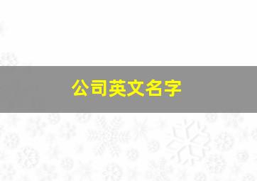 公司英文名字