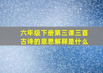 六年级下册第三课三首古诗的意思解释是什么