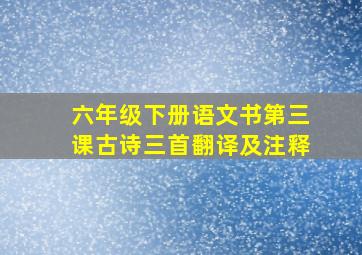 六年级下册语文书第三课古诗三首翻译及注释