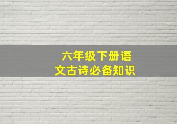 六年级下册语文古诗必备知识