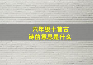 六年级十首古诗的意思是什么