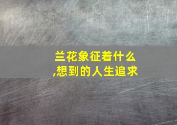 兰花象征着什么,想到的人生追求