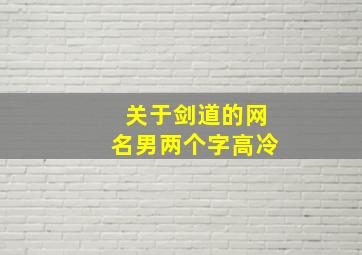 关于剑道的网名男两个字高冷