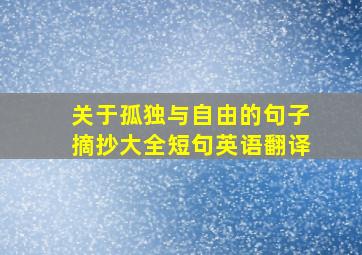 关于孤独与自由的句子摘抄大全短句英语翻译