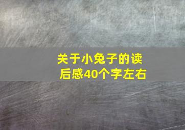 关于小兔子的读后感40个字左右