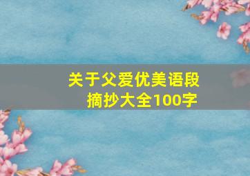 关于父爱优美语段摘抄大全100字