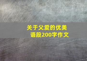 关于父爱的优美语段200字作文