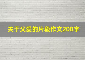 关于父爱的片段作文200字