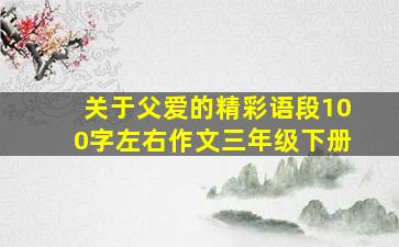 关于父爱的精彩语段100字左右作文三年级下册