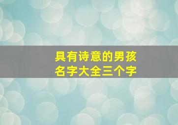 具有诗意的男孩名字大全三个字