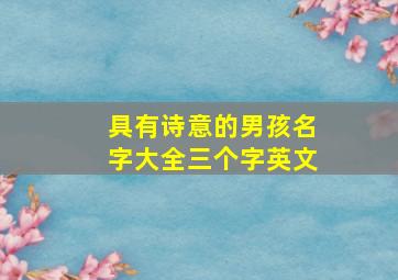 具有诗意的男孩名字大全三个字英文