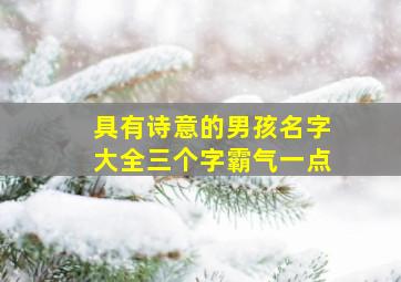 具有诗意的男孩名字大全三个字霸气一点