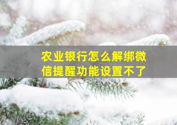 农业银行怎么解绑微信提醒功能设置不了