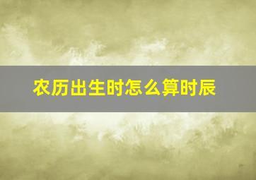 农历出生时怎么算时辰