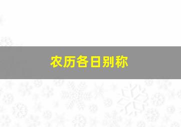 农历各日别称