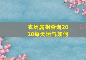 农历属相查询2020每天运气如何