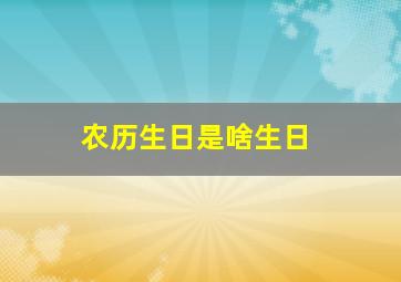 农历生日是啥生日