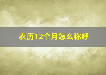 农历12个月怎么称呼