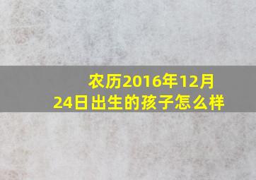 农历2016年12月24日出生的孩子怎么样