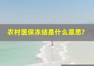 农村医保冻结是什么意思?