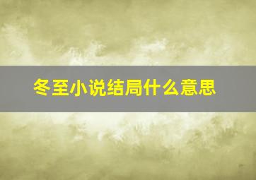 冬至小说结局什么意思