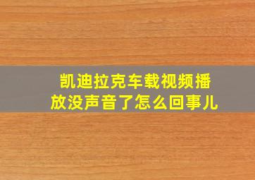 凯迪拉克车载视频播放没声音了怎么回事儿