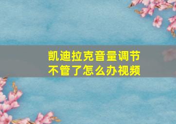 凯迪拉克音量调节不管了怎么办视频